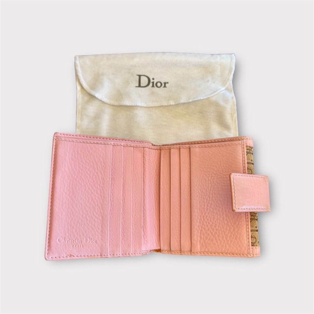 DIOR Authentic Dior Oblique Trotter Wallet Pink Trim w/ Box and Card Y2K - Picture 4 of 15